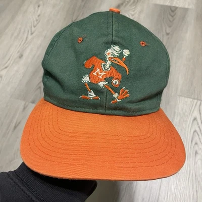 Gorra de Colección Miami Hurricanes Snapback Verde Naranja Años 90 Rara Foto 1 de 4