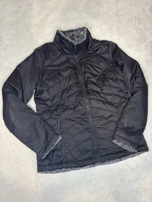 Chaqueta acolchada negra acolchada Sherpa mediana reversible North Face para mujer cremallera completa Foto 1 de 4