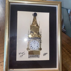 1970s Big Ben, London Mixed Media Collage Watch Parts Signed - Picture 1 of 9