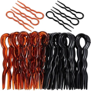 48 Pieces Plastic U Shaped Black and Brown Hair Pins Lady Style Grip Hairpins... - Picture 1 of 7