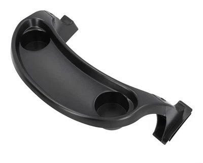 Bandeja universal para aperitivos para cochecito con portavasos de plástico negro Foto 1 de 4