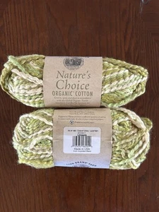 Lion Brand Nature's Choice 100% Organic Cotton Yarn LIMEADE 204U LOT of 2 2.7 Oz - Picture 1 of 4