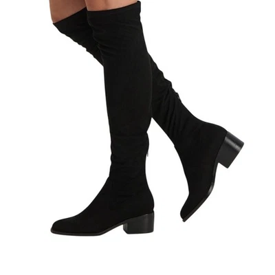 Steve Madden Size 8 M Black Georgette Over The Knee Boots Block Heels P1-25 - Image 1 of 4