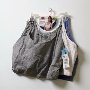 Fruit Of The Loom 9012 Tank Style Sports Bra - 3 Pack Blue Gray White Size 44 - Picture 1 of 7
