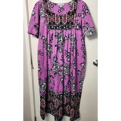 Only Necessities 100% Cotton Women's Plus Size Petite 1X Nightgown Kaftan Muumuu - Image 1 of 4