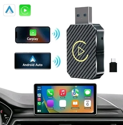 ADATTATORE USB PER AUTO UNIVERSALE 2 IN 1 PER CARPLAY WIRELESS E ANDROID AUTO - Immagine 1 di 4