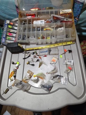 1 Large Flat Box &1 Small Flat Box With Lures Trout Fishing - Image 1 of 4