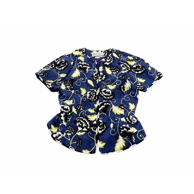 Vintage 80s Constance Saunders For Richard Warren Floral Print Full Zip Top 4 - Image 1 of 4