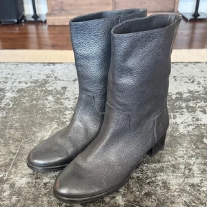 Michael Kors Black Pebbled Leather Ankle Mid Calf Boots Size 9.5 - Picture 1 of 8