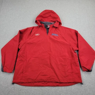 Chaqueta cortavientos Rawlings Hotshots para hombre 2XL XXL capucha roja bordada pulóver Foto 1 de 4