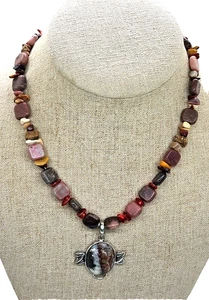 ARTISAN Large Sterling Silver JASPER Pendant and beaded necklace - Picture 1 of 4