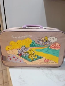 Vintage 1986 Care Bears Suitcase Luggage Light Pink Setting Sail for Grandmas - Picture 1 of 15