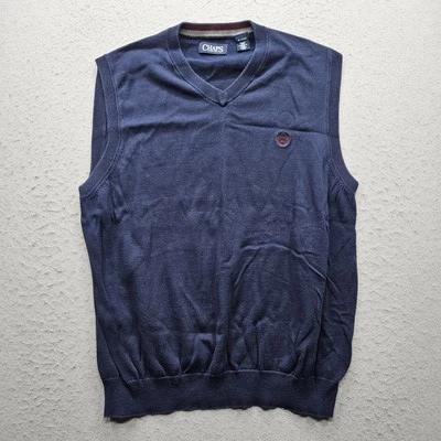 Chaps Men's Sweater Vest Size XL Navy Blue V-Neck Cotton Sleeveless - Image 1 of 4