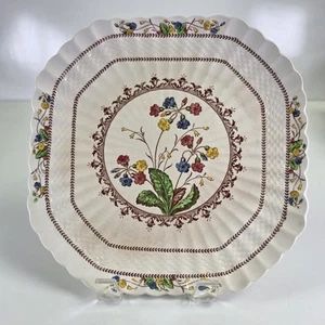 Plato de almuerzo cuadrado Copeland Spode Cowslip floral Chelsea mimbre *Leer - Imagen 1 de 8