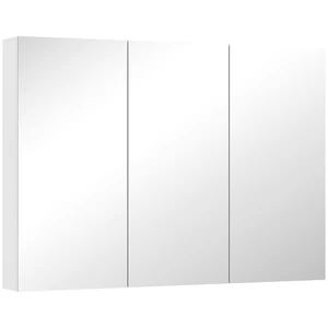 HOMCOM Bathroom Mirror Cabinet with 4 Adjustable Shelves, White - Picture 1 of 11
