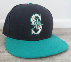 Seattle Mariners New Era Fitted Hat Sz 7 3/8 Plain Logo MLB 59FIFTY MUSA - Picture 1 of 10