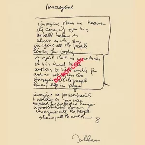 The Beatles John Lennon Imagine Handwritten Lyrics 4 x 6 Glossy Photo Reprint - Bild 1 von 6