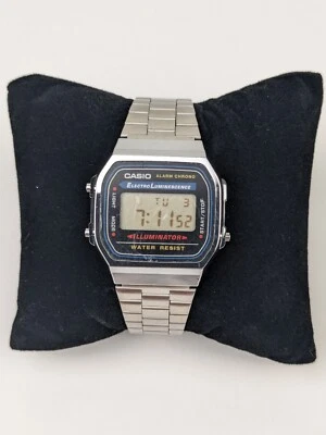 Vtg NOS Casio A168 Silver Tone Stainless Steel Digital Watch Module 1275 Korea - Image 1 of 4