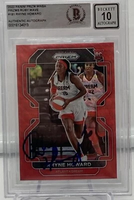 Rhyne Howard Signed 2022 Panini WNBA prizm Ruby Wave BAS Autograph Grade 10 - Image 1 of 2