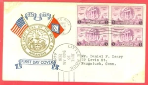 USA 1936 Arkansas Centennial Block of 4 on FDC Cover - Picture 1 of 1