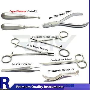 Dental Tooth Luxating Elevators, Clamp Tissue Forceps, Orthodontic Plier Lab New - Photo 1 sur 8
