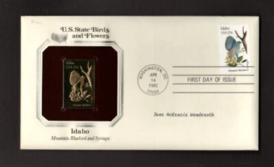 Postal Cover -U.S. - First Day - State Birds & Flowers - Gold Replica 1982 - Image 1 of 2