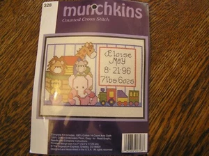 Munchkins Counted Cross Stitch Kit #328 Noah BIRTH ANNOUNCEMENT 5x7"~~NIP!! - Picture 1 of 3