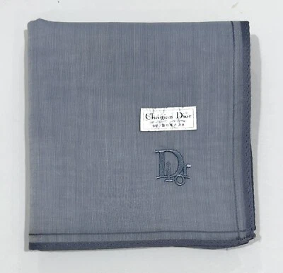 "Pañuelo de hombre Christian Dior gris liso cuadrado de bolsillo algodón 18"" nuevo con etiquetas" Foto 1 de 4
