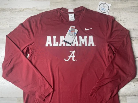 Nike NCAA Alabama Crimson Tide Football Dri-Fit Long Sleeve Shirt Size: M  NWT! Cover