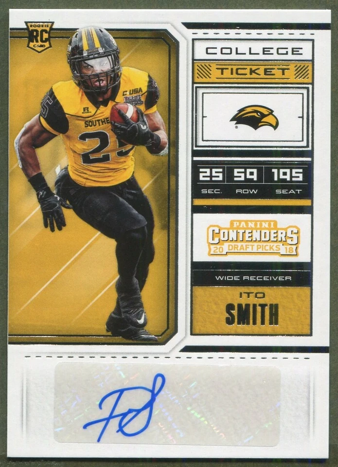 2018 Panini Contenders Draft Picks - #291 Ito Smith - Southern Miss - AUTO (b) - Image 1 of 1