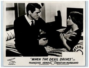 When the Devil Drives Original Lobby Card Francoise Arnoul Robert Hossein 1957