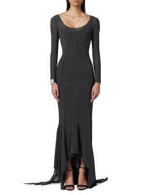 $5995 Dolce & Gabbana Women's Stretch Silk Gown Maxi Dress Grey Size 40 / US 4 - Image 1 of 4