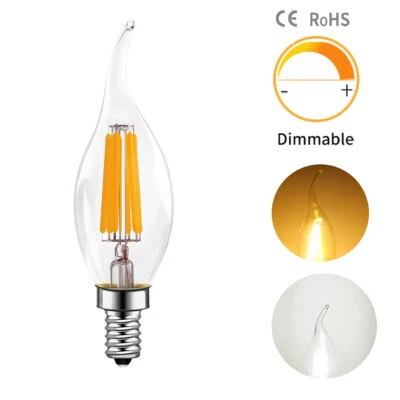 Vintage Retro E14 LED Filament Candle Light Bulbs Flame Tip Lamp Energy Saving - Image 1 of 4