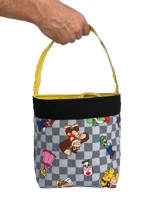 Handgefertigter gesteppter Osterkorb im Super Mario Druck - 100 % Baumwolle - Bild 1 von 5