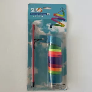 Rainbow Stunt Dance Ribbon 4ft Long (1.2 m) Bright Neon Colors - Picture 1 of 3