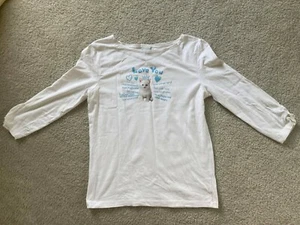 Old Navy Girls White Love You Love Fluffy face 3/4 Sleeve Shirt. Size XL - Picture 1 of 6
