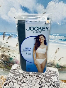 3-Pack Jockey Elance String Bikinis 100% Cotton Underwear Size 7 Black New - Picture 1 of 3