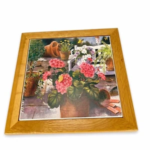 Brenda Harris Tustian Untersetzer Fliese gerahmt hängt Blumen Töpfe Garten 7 x 7 - Bild 1 von 4