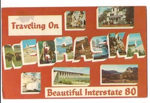 Traveling NEBRASKA Interstate 80 Large Letter Multi Pics Images Postcard NE 1975 - Picture 1 of 2