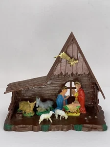 Belén de plástico navideño vintage decoración hecho en Hong Kong 8123 4" - Imagen 1 de 21