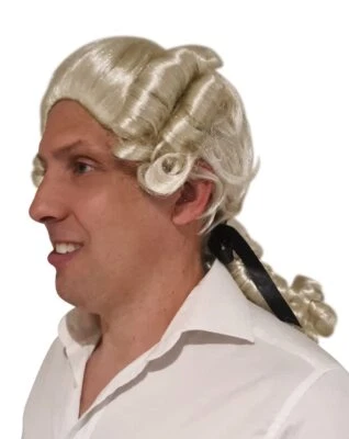 HandinHandCreations Colonial Lawyer Wig Long Wave White Judge Washington Hami... - Image 1 of 4