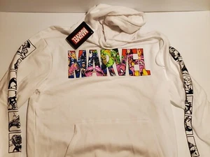 Nueva Marca Marvel Vengadores Sudadera con Capucha de Texto Personaje Bloque Manga Impresiones Blanca Talla L - Imagen 1 de 5