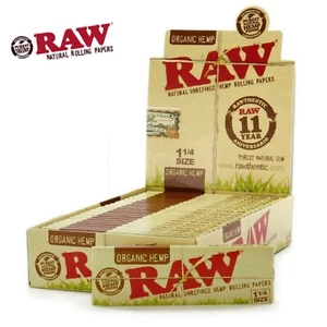 😎 24 X RAW 1 1/4 ( 1.25 ) ORGANIC HEMP ROLLING PAPERS 🔥 1 FULL BOX 24 BOOKLETS - Picture 1 of 14