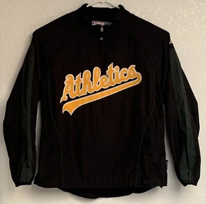 Para Hombres MAJESTIC Cool Base Negra Oakland Atletismo Convertible Chaqueta Camisa Mediana - Imagen 1 de 12