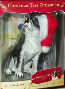 Navidad Árbol Mascota Perro Navidad Adorno de Navidad Boston Terrier Santa Sombrero Medias Relleno  - Imagen 1 de 1