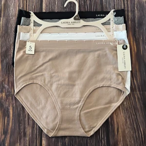 Laura Ashley Womens Plus Size 1X 5 Pack Super Soft High Waist Briefs Set - Picture 1 of 10