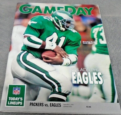 1991 PRO FOOTBALL NFL GAMEDAY MAGAZINE GREEN BAY PACKERS VS PHILADELPHIA EAGLES! - Image 1 of 4