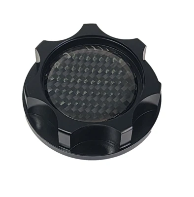 ALUMINUM ENGINE BLACK OIL CAP CARBON FIBER FOR MUGEN RED CIVIC EG EK9 ACCORD CRV - Image 1 of 3