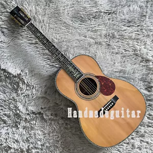 6 Saiten 39 Zoll OOO45 Akustikgitarre Abalone Inlay massive Fichtendecke Luxus - Bild 1 von 7