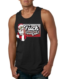 F Around And Find Out Santa Sign Men Tank Top - Picture 1 of 8